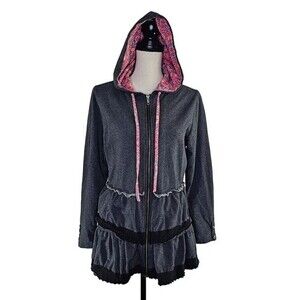 Matilda Jane Wise and Wonderful ruffle zip up hooded jacket Size Medium